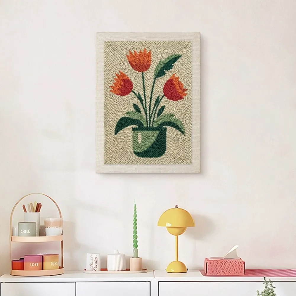 Figured'Art Bloeiende Tulpen punch needle pakket 20x30cm katoen