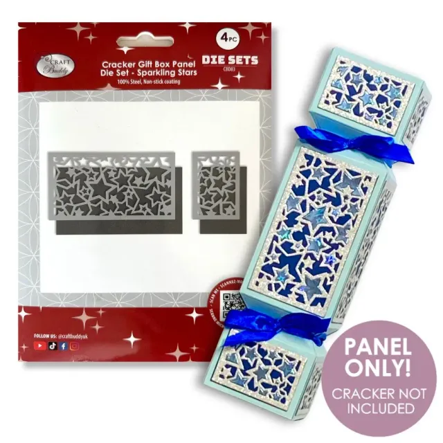 Craft Buddy Sparkling Stars Cracker Gift Box snijmallen 4 stuks sterren