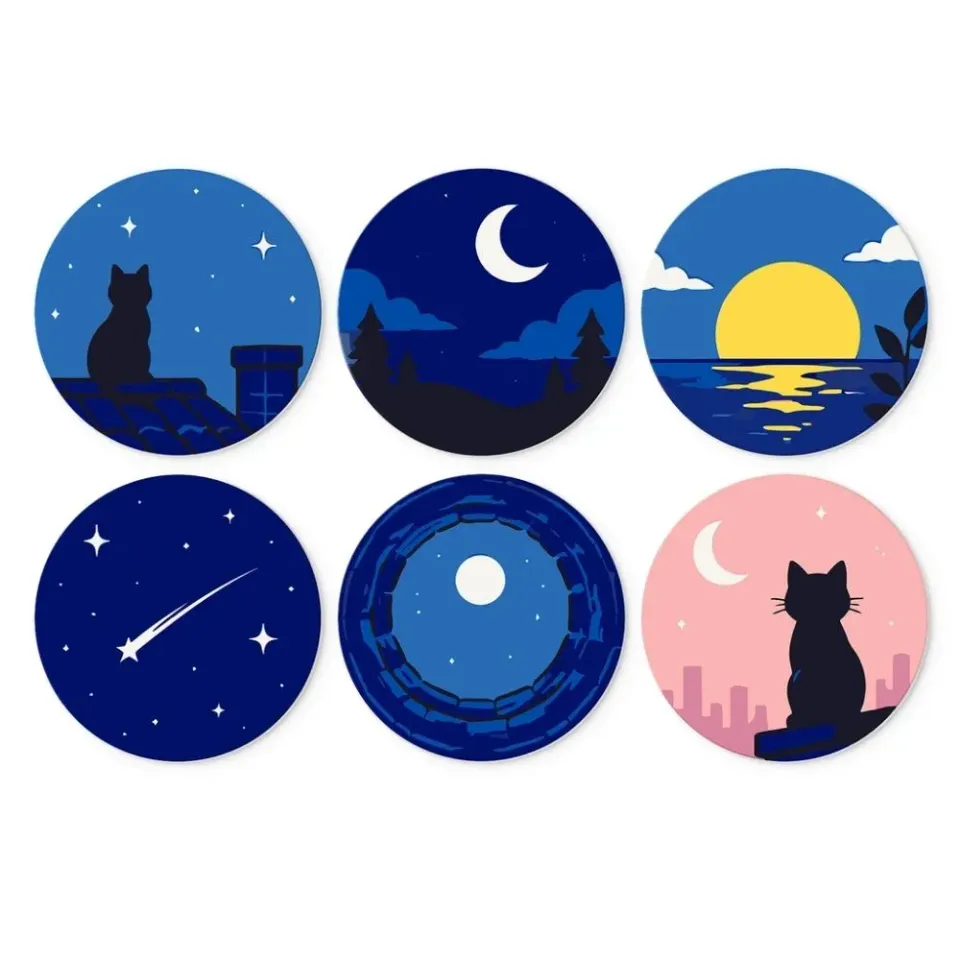 Figured'Art Mini Serie Dromen bij maanlicht schilderen op nummer Ø20cm 6 stuks