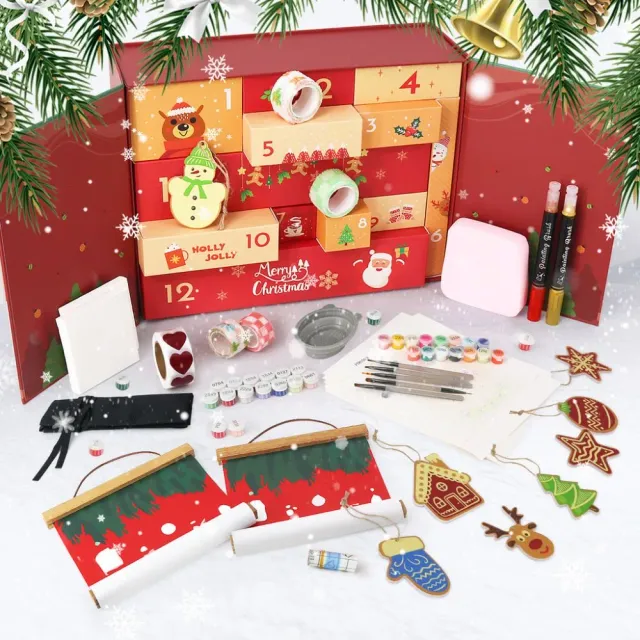 Figured'Art Gezellig & Feestelijk schilderen op nummer adventskalender rood 12 deurtjes