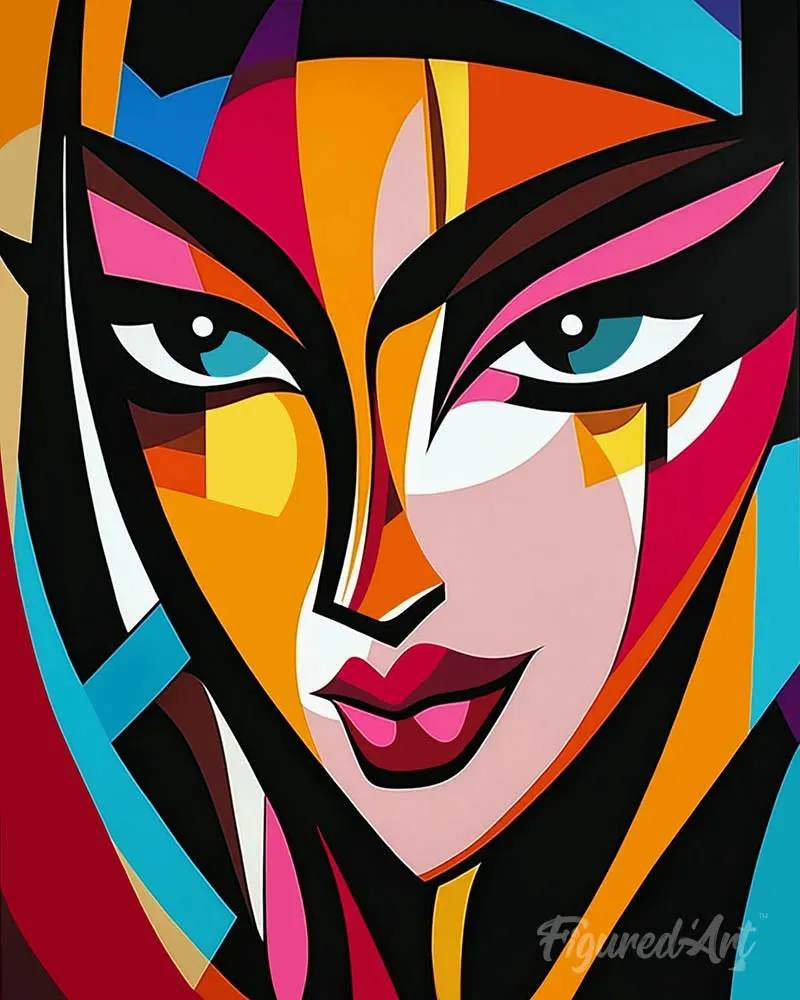 Figured'Art Gedurfd Abstract Gezicht diamond painting 40x50 cm abstract