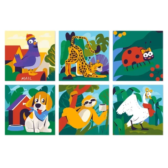 Figured'Art Mini Schilderen op Nummer Dierenvrienden 20x20cm 6 stuks