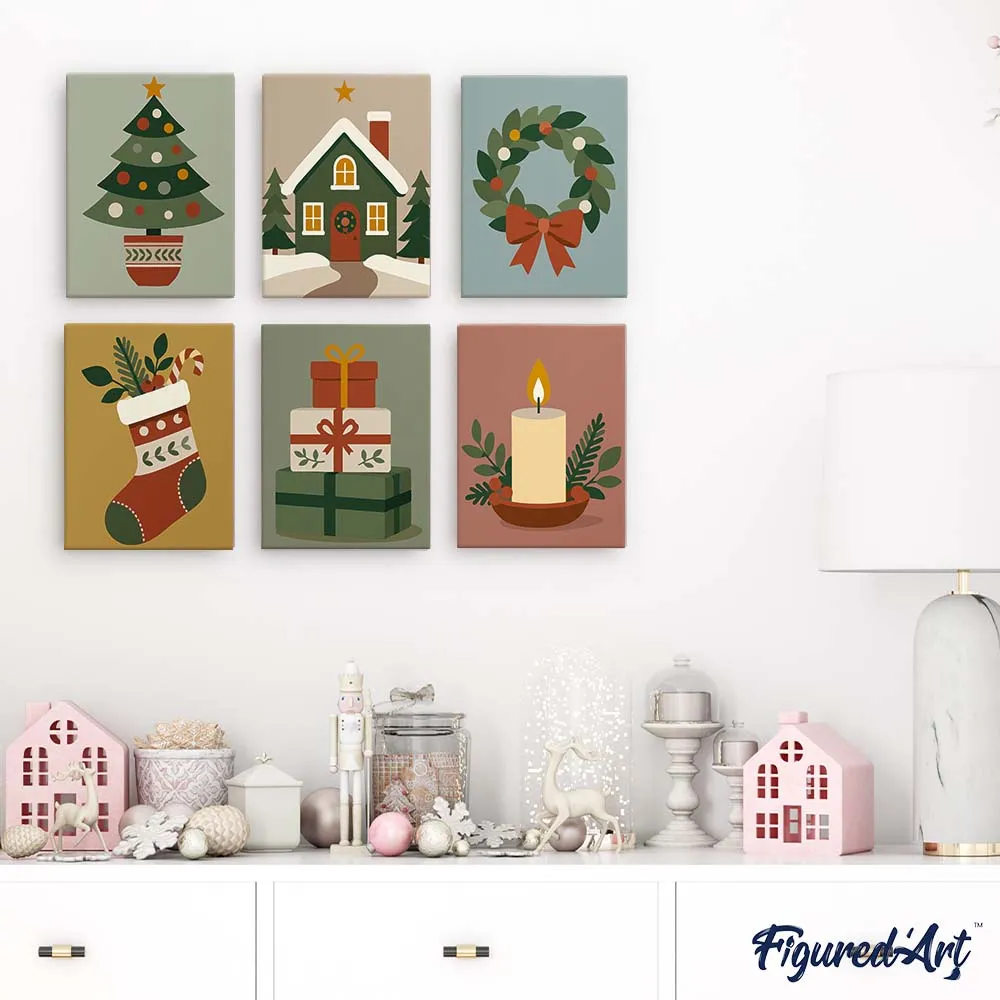 Figured'Art Kerstversieringen schilderen op nummer 15x20 cm 6x