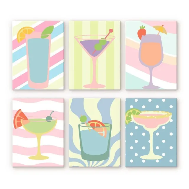 Figured'Art Pop Art Cocktails mini schilderen op nummer 6x 15x20 cm