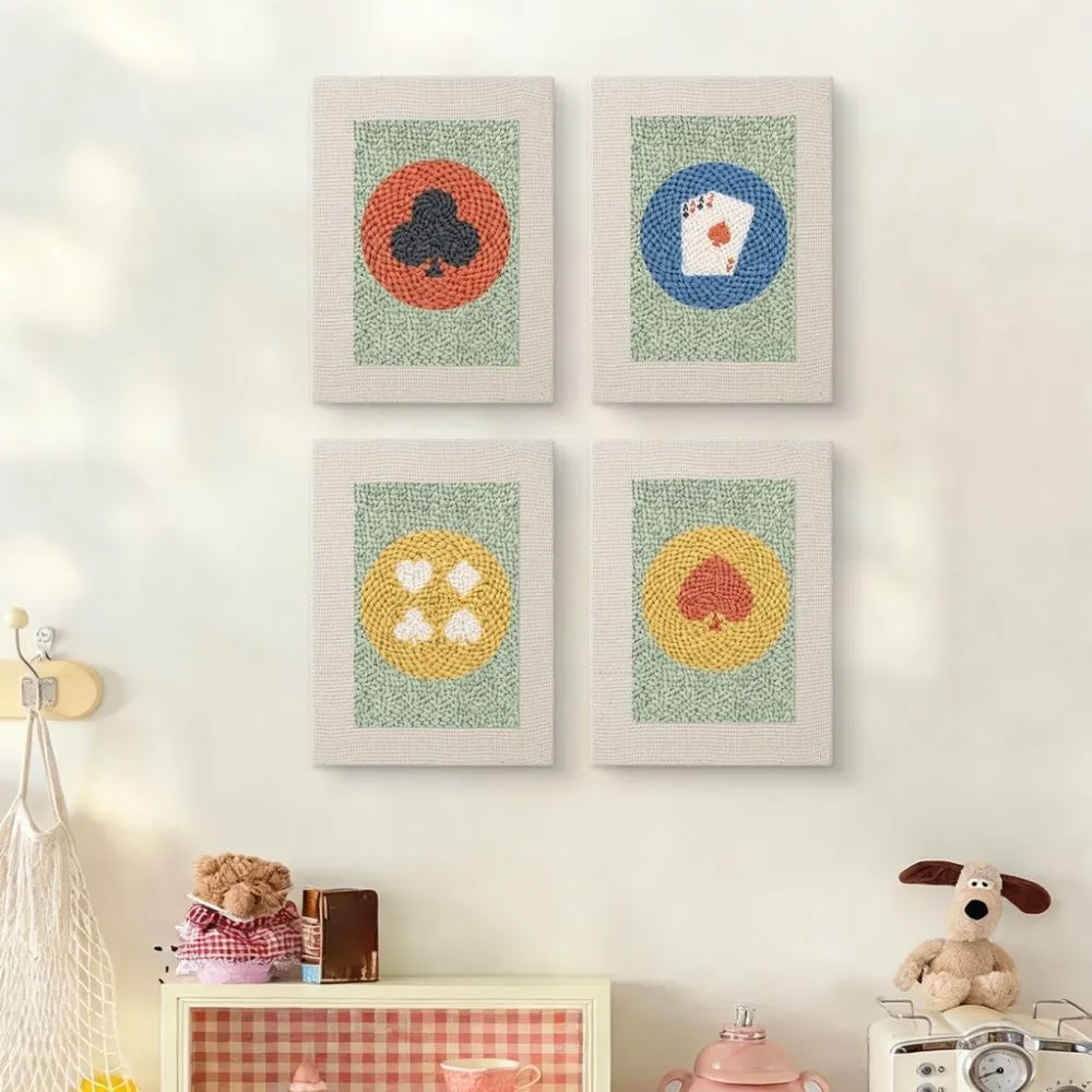 Figured'Art Speelkaarten punch needle set 4 stuks met frames