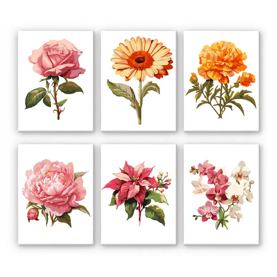 Figured'Art Mini Botanische Lentetuin schilderen op nummer 15x20 cm 6 stuks