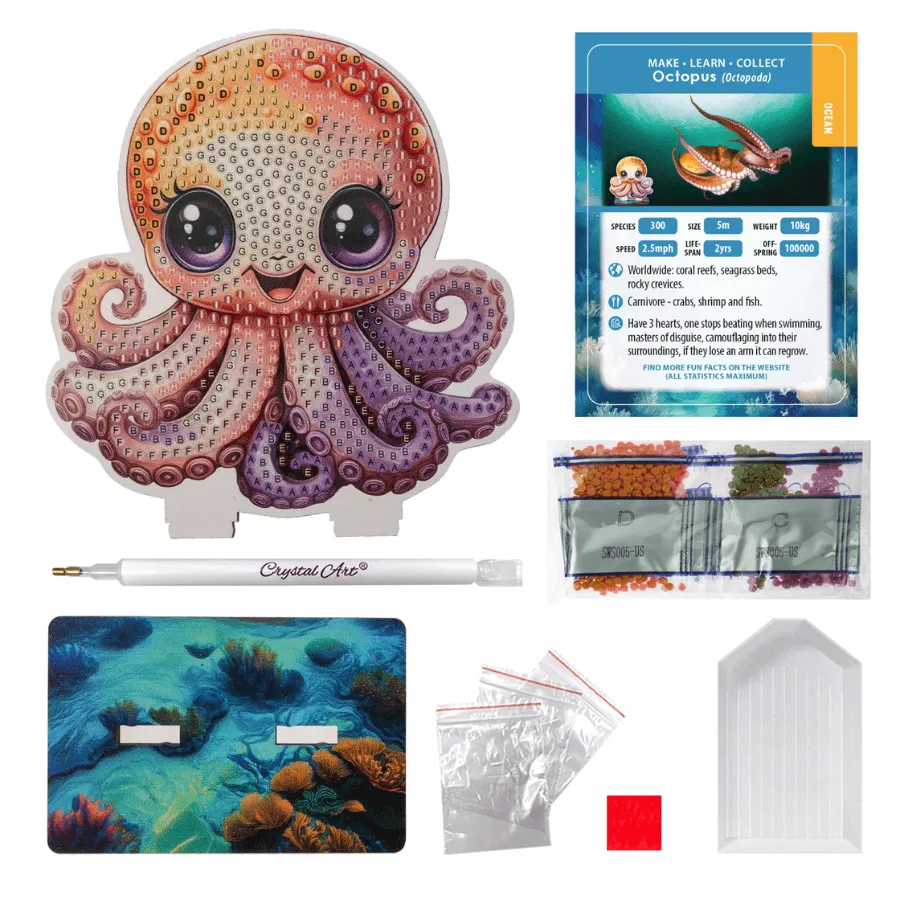 Craft Buddy Wildlife Buddies Octopus diamond painting 11cm