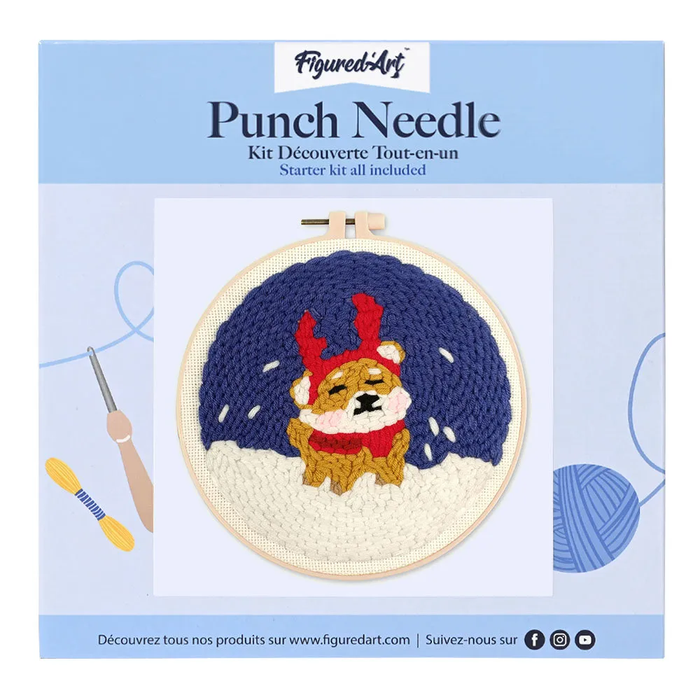 Figured'Art Rendierhond punch needle pakket kerst 20cm