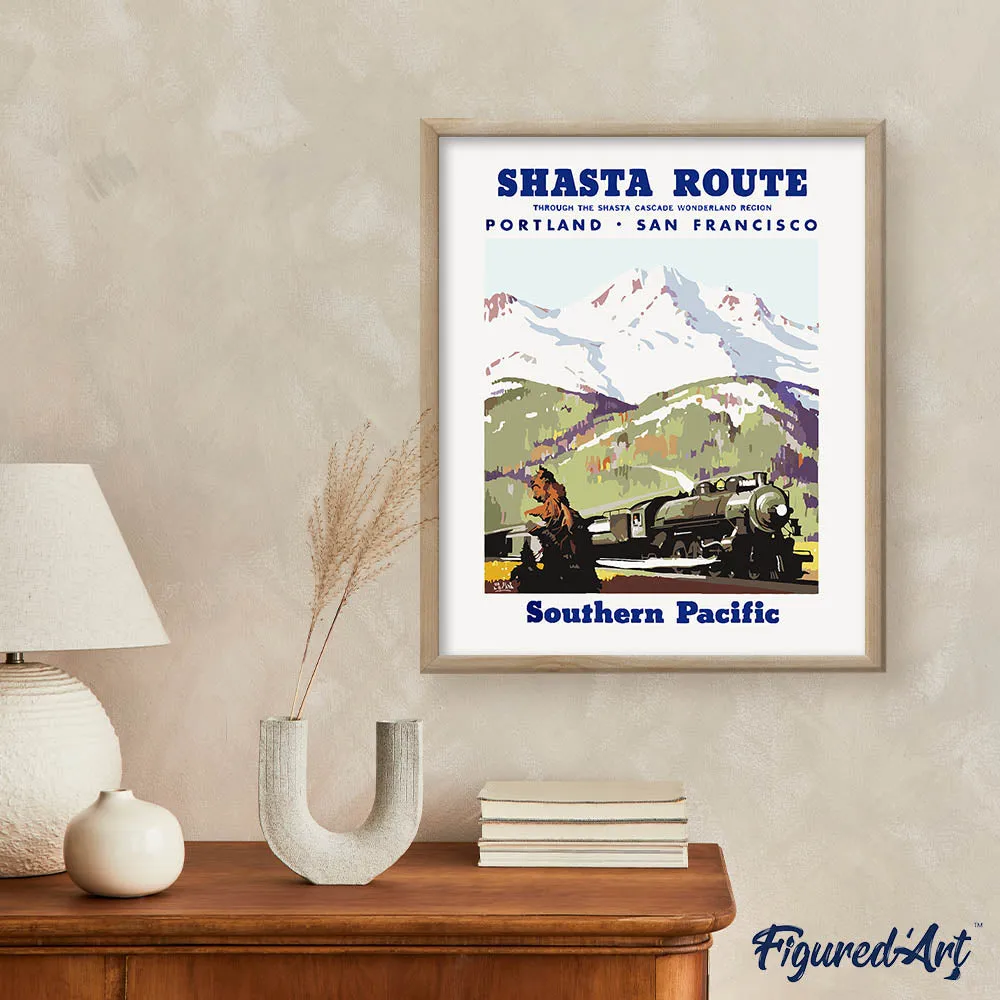 Figured'Art Vintage poster van de Shasta-route schilderen op nummer 40x50cm