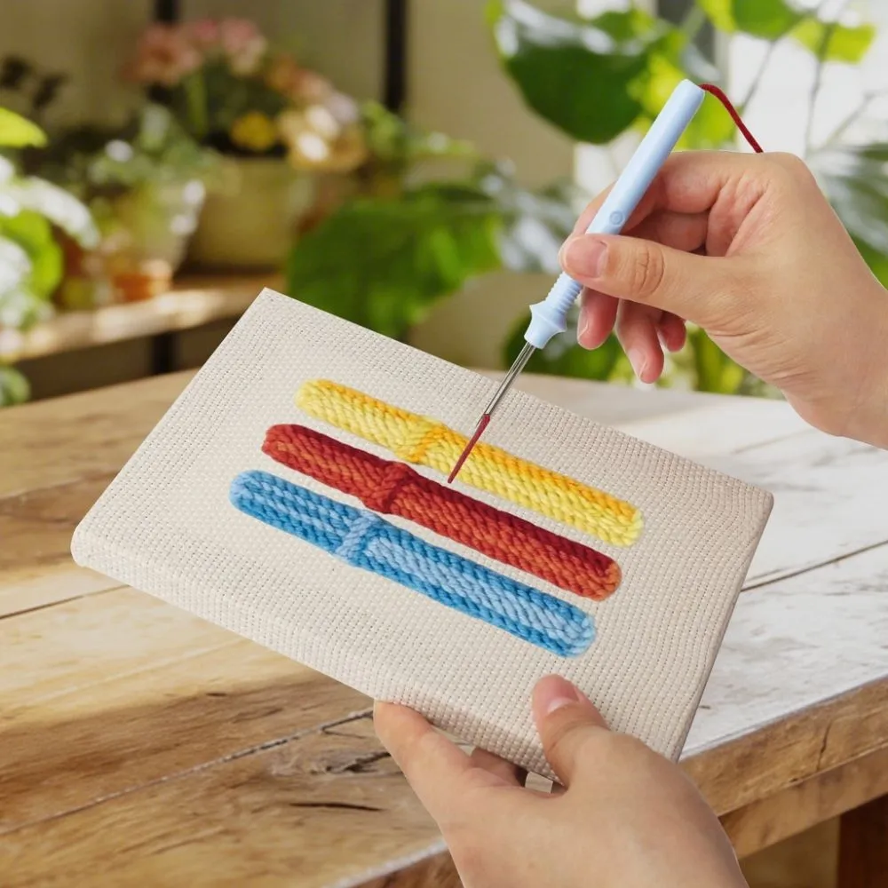 Figured'Art Punch Needle Minimalistische Bureau Iconen 4 Stuks