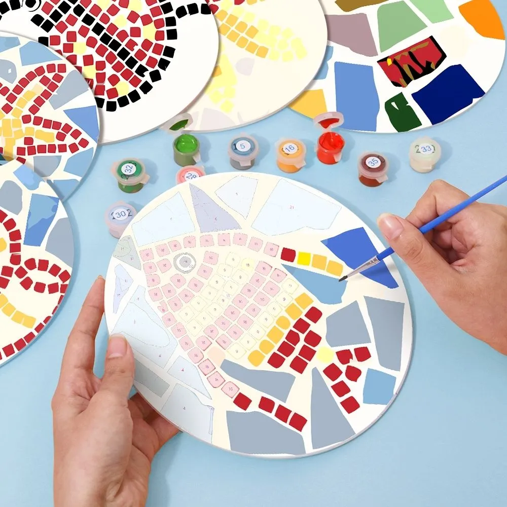 Figured'Art Schilderen op Nummer Placemats 20 cm 6 stuks geometrisch