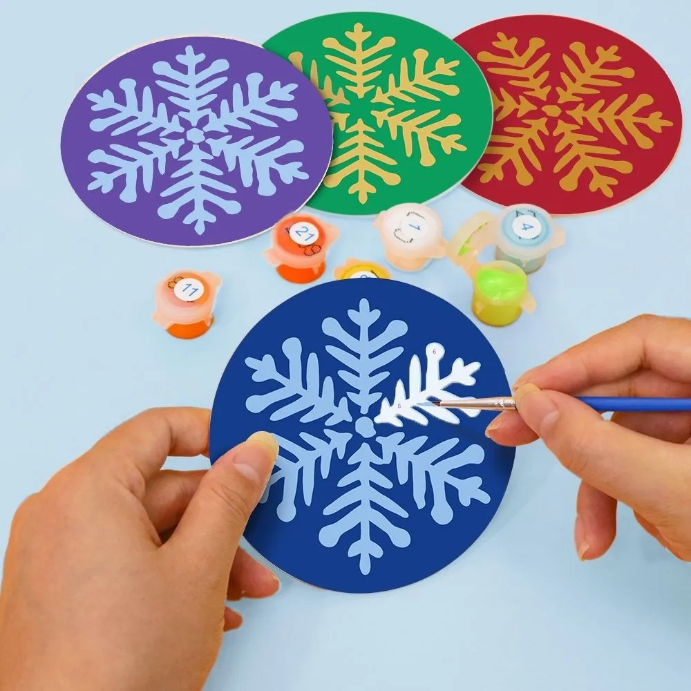 Figured'Art Sneeuwvlok onderzetters schilderen op nummer 4st 10cm