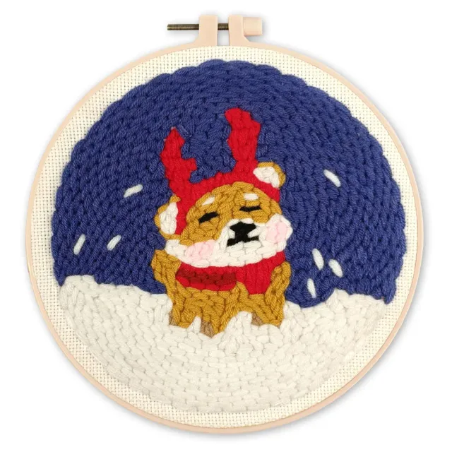 Figured'Art Rendierhond punch needle pakket kerst 20cm