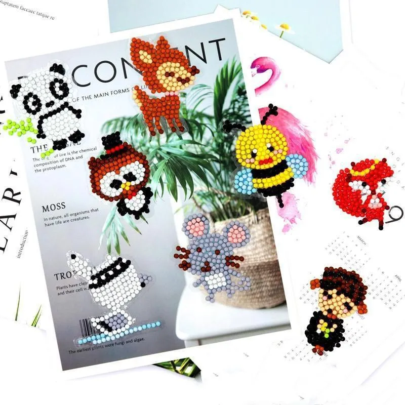 Figured'Art Dieren diamond painting stickers 9 stuks kind