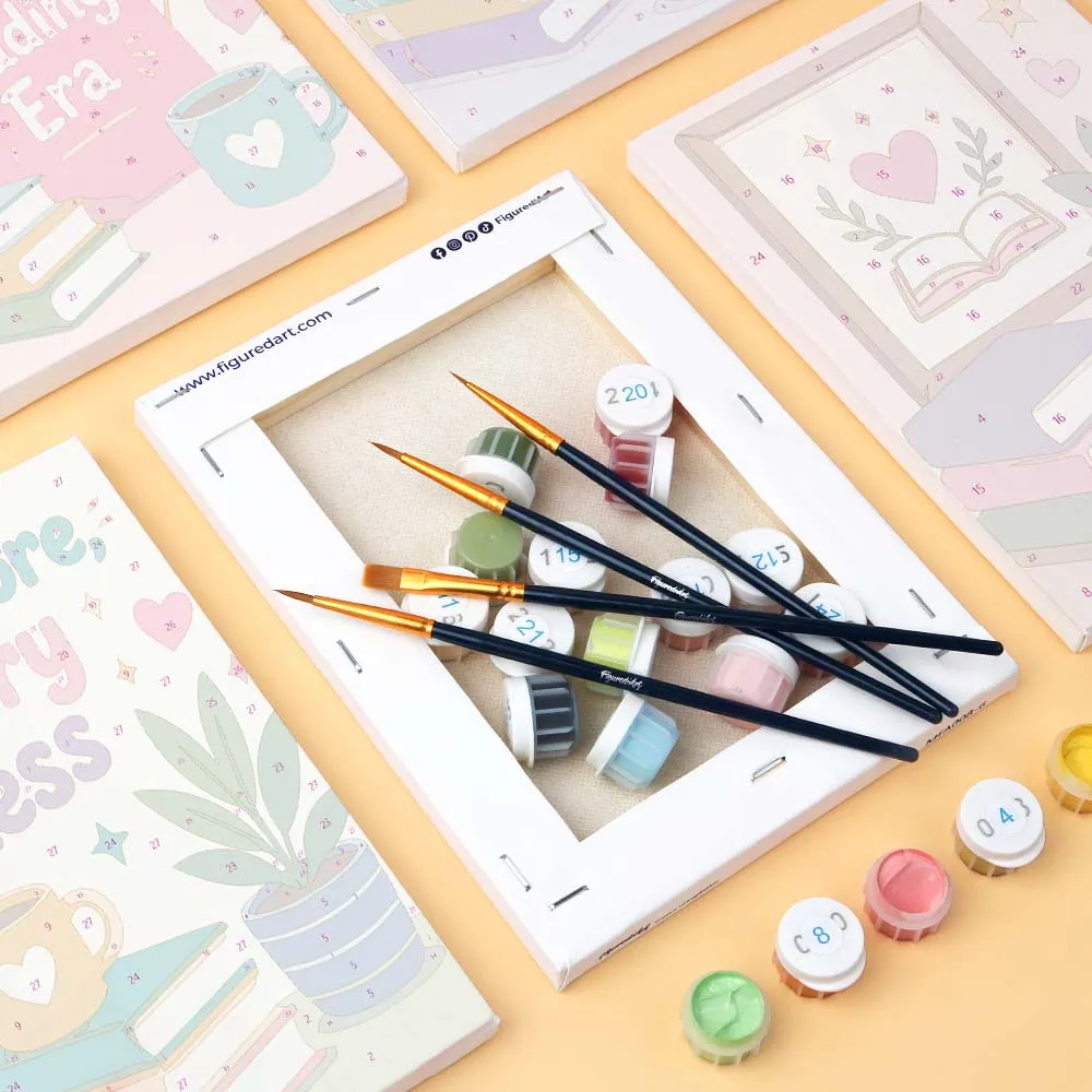Figured'Art Stemming voor boekenliefhebbers mini schilderen op nummer 6st