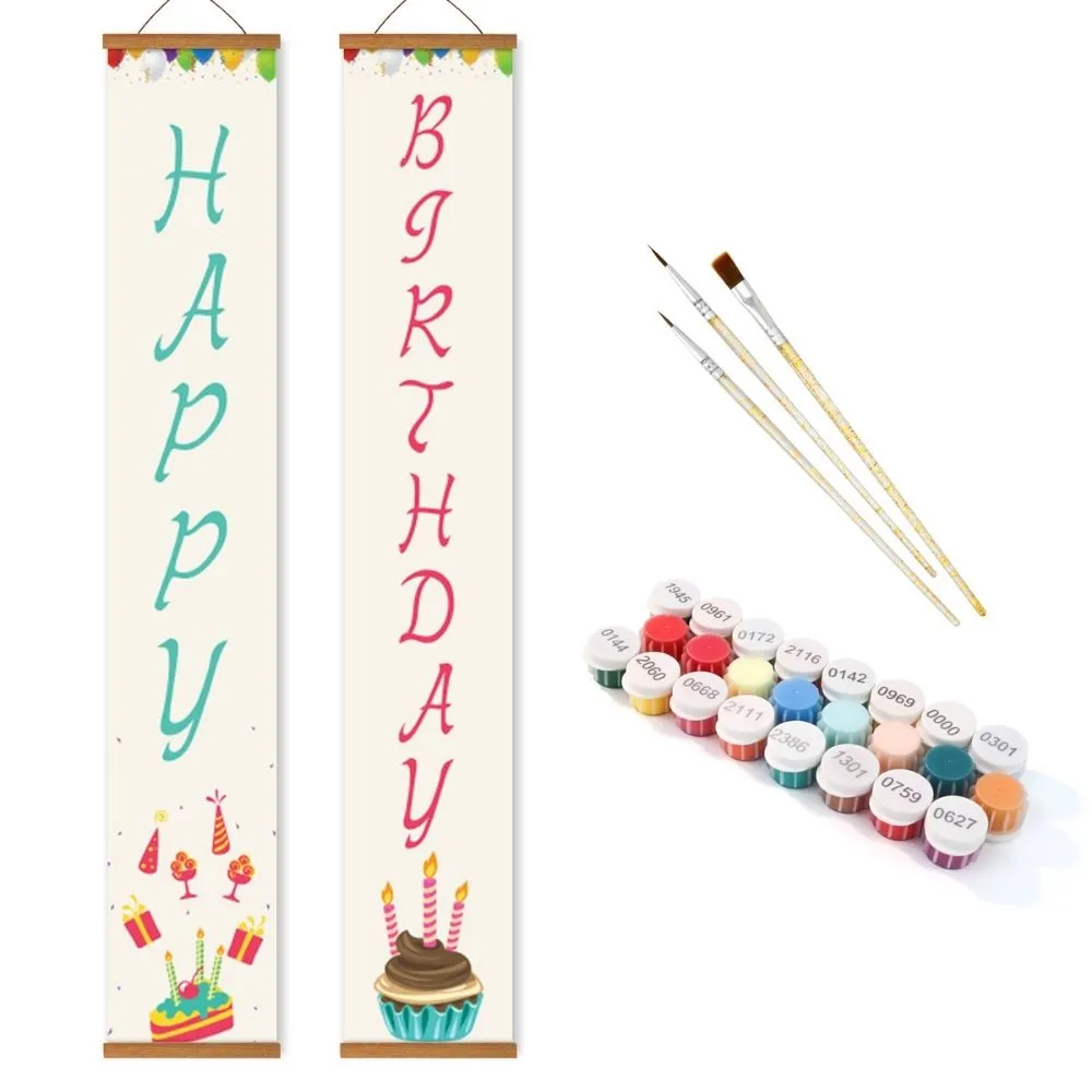 Figured'Art Leuke Slinger deur banners schilderen op nummer 2x 20x120cm
