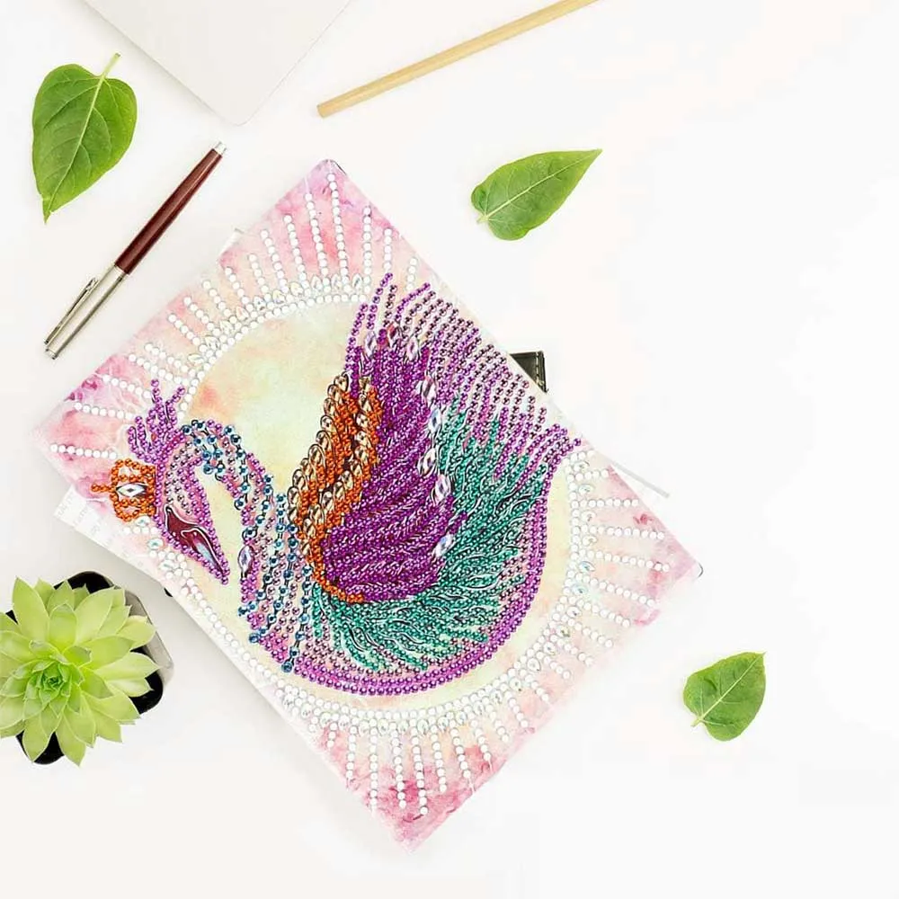 Figured'Art Zwaan diamond painting boek A5 50 pagina's rond