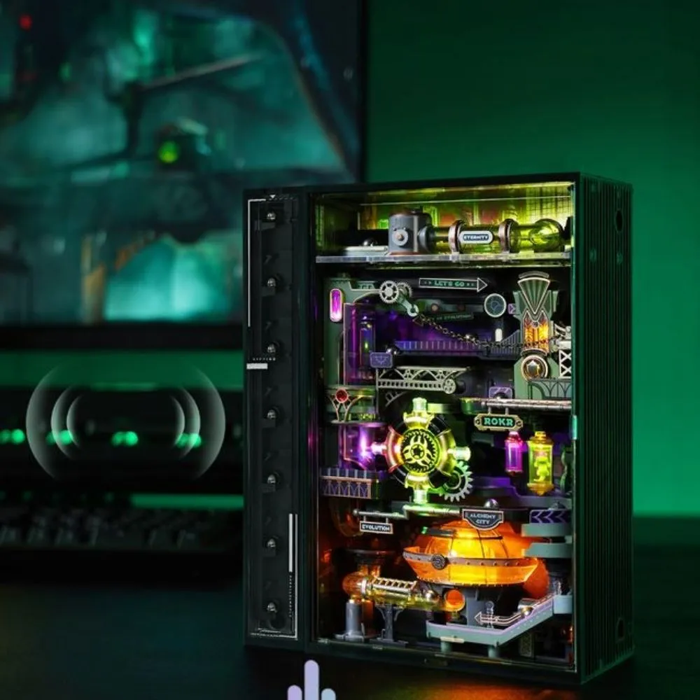 Figured'Art Alchemie-stad 3D puzzel 247 stukjes met LED knikkerbaan