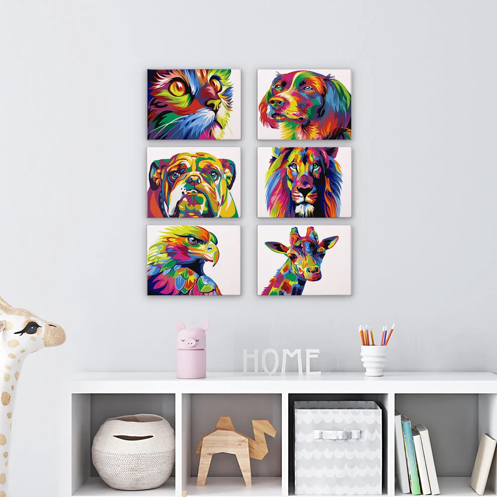 Figured'Art Mini Schilderen op Nummer Abstracte Dieren 15x20 cm 6 stuks