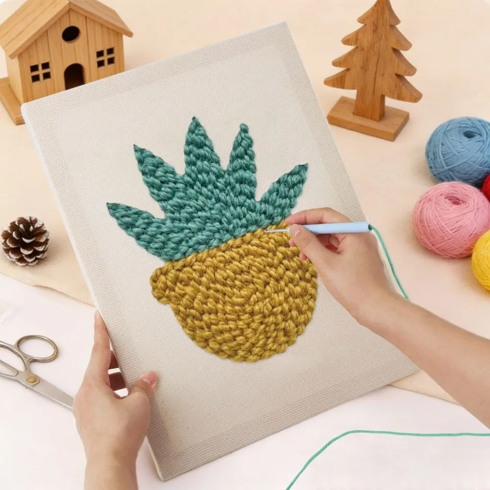 Figured'Art Zongekuste Vetplant punch needle pakket 20x30cm katoen