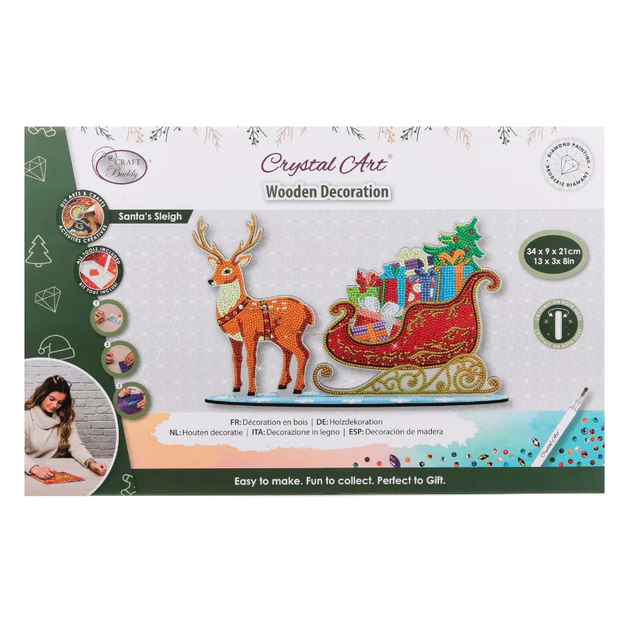 Craft Buddy Crystal Art Santa's Sleigh diamond painting hout 34 cm