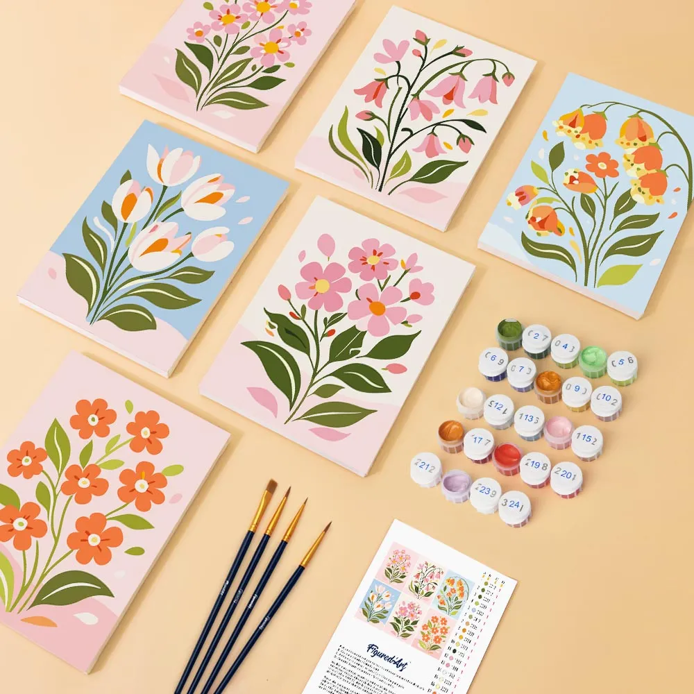 Figured'Art Mini Lentebloemen schilderen op nummer 15x20cm 6 stuks