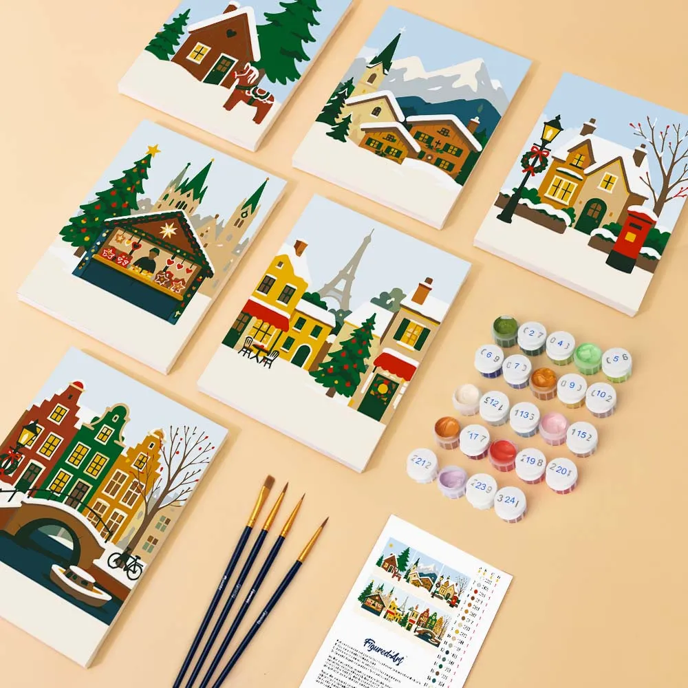 Figured'Art Kerst in Europa mini schilderen op nummer 6 stuks