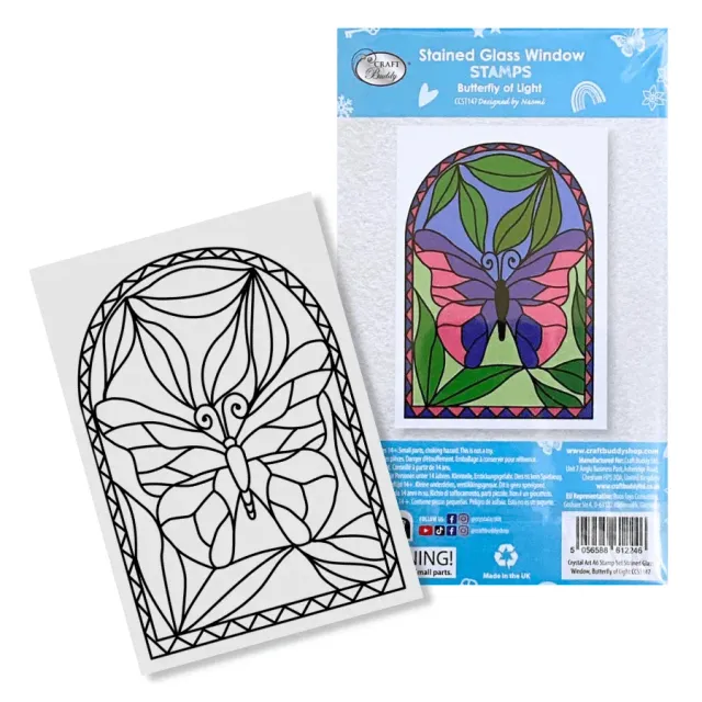 Craft Buddy Stained Glass Butterfly Of Light stempel A6 vlinder