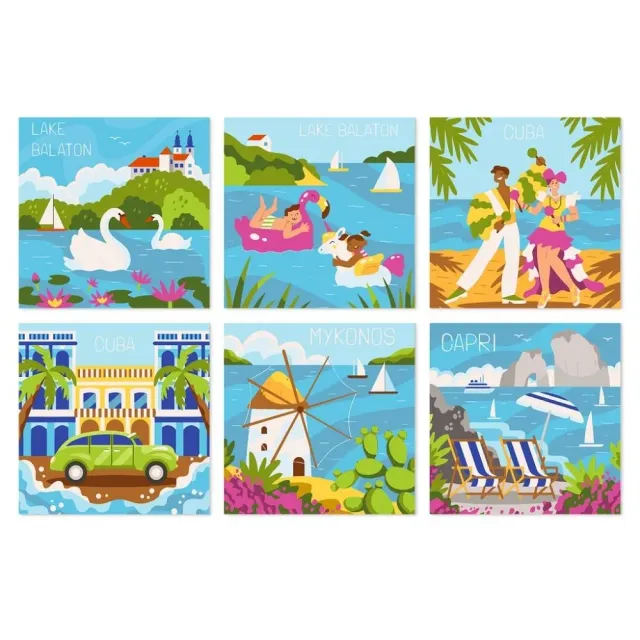 Figured'Art Kleurrijke zomerdagen schilderen op nummer 6x20x20cm