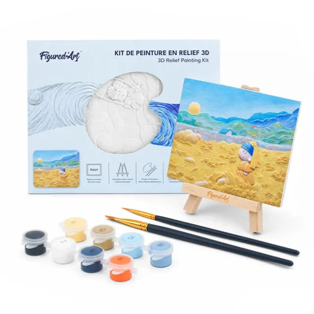Figured'Art Kleine parel in gouden velden 3D schilderij met ezel