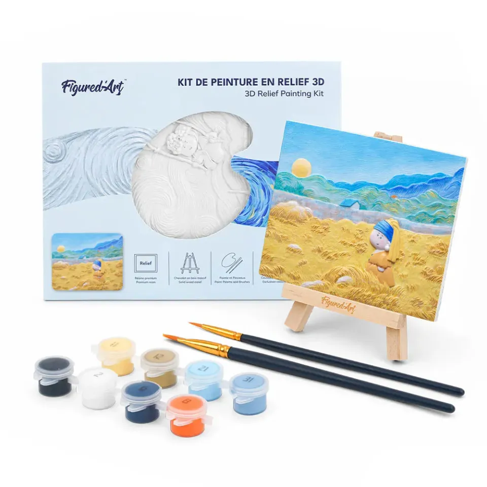 Figured'Art Kleine parel in gouden velden 3D schilderij met ezel