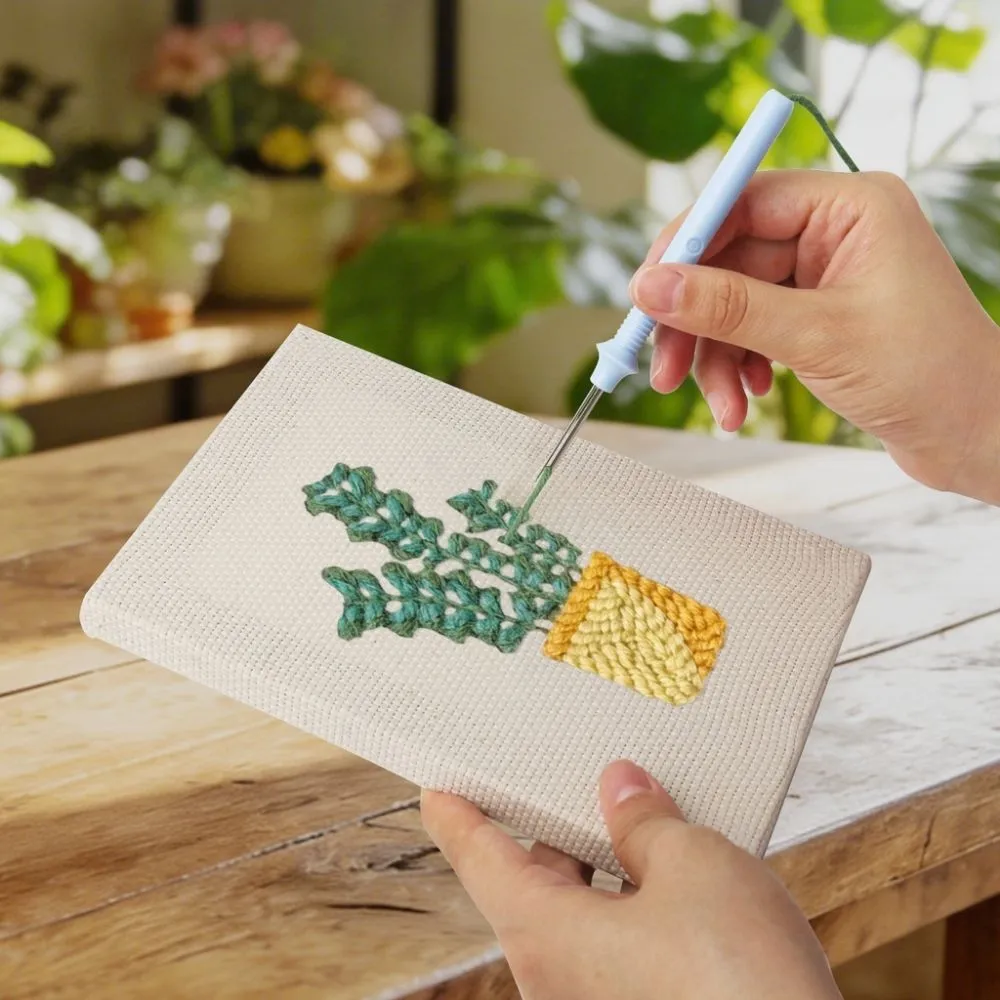Figured'Art Punch Needle Set Groene Oase 4 stuks 15x20cm