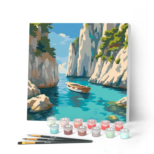 Figured'Art Mini Rustige Blauwe Inham schilderen op nummer 20x20 cm