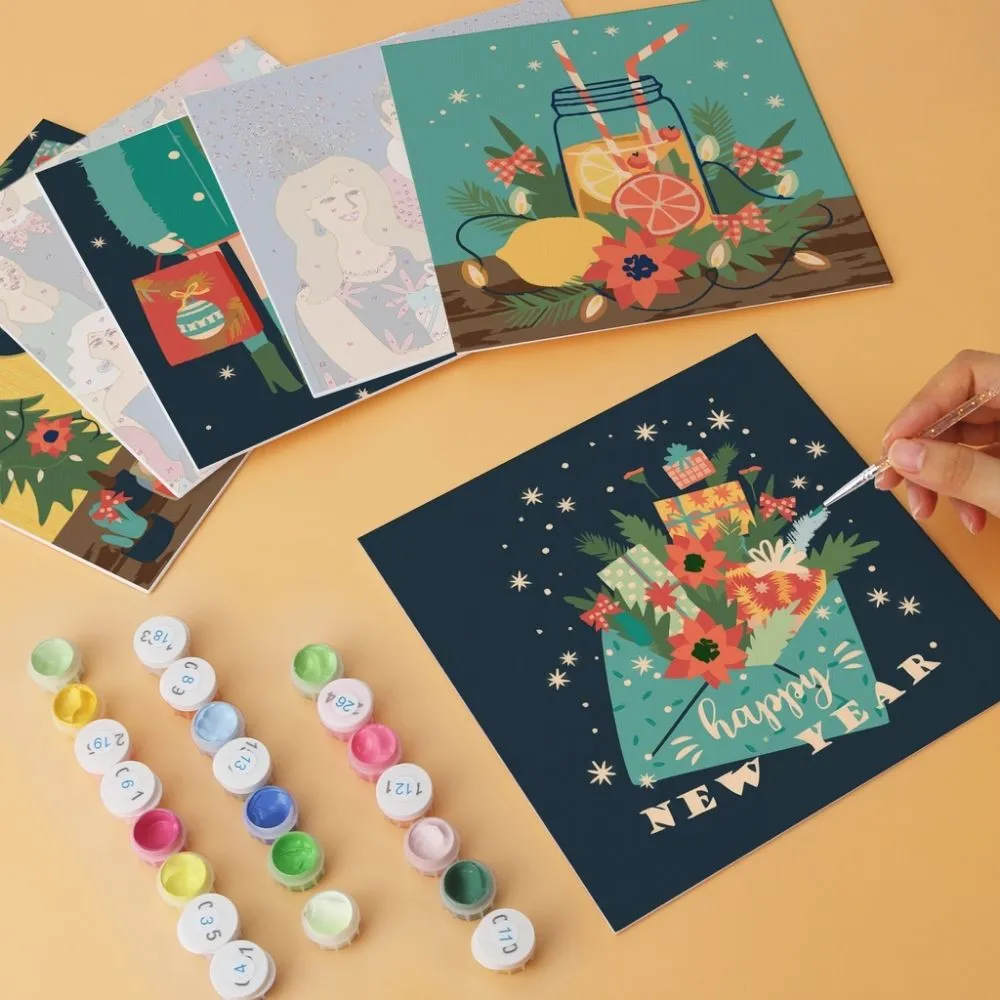 Figured'Art Betoverende kerst mini schilderen op nummer 20x20cm 6 stuks