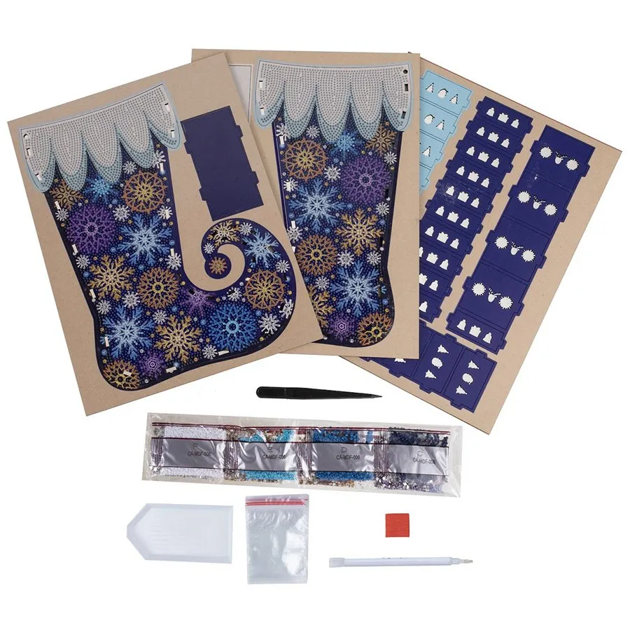 Craft Buddy Crystal Art Snowy kerstsok houder MDF blauw