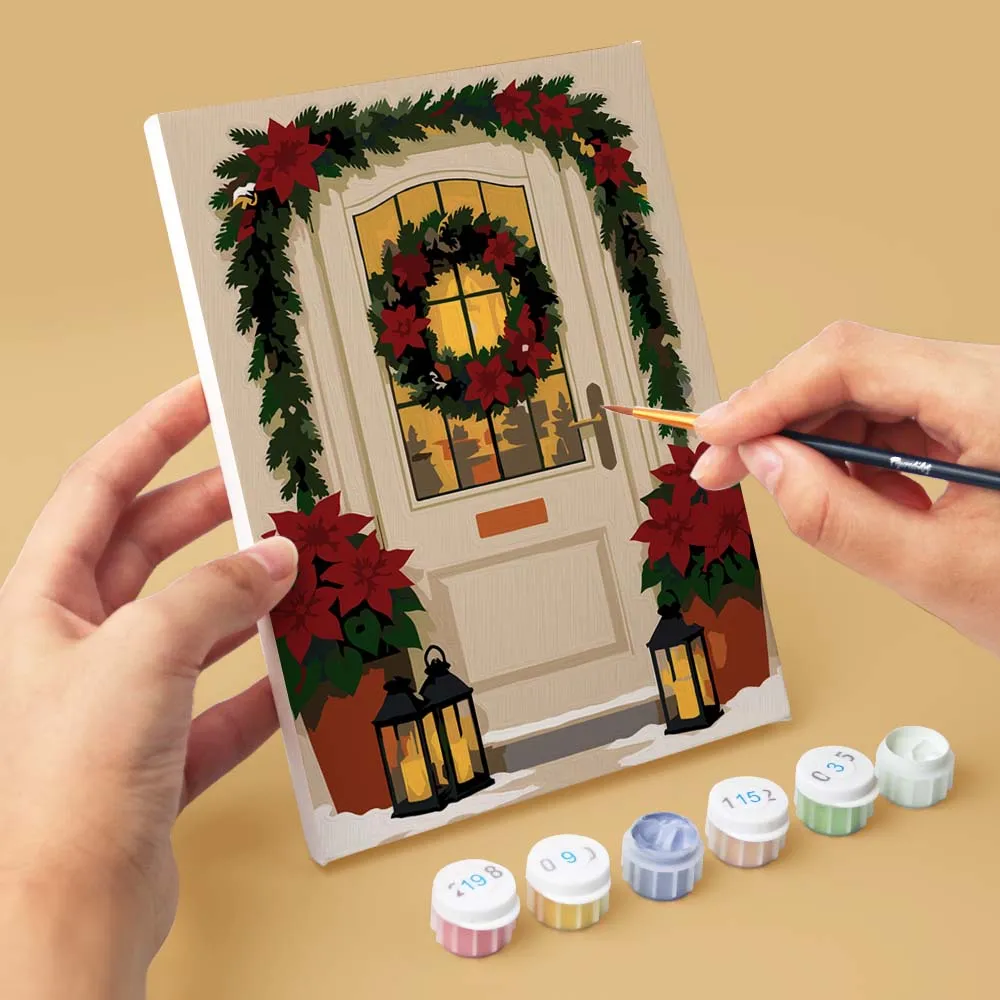 Figured'Art Mini Schilderen op Nummer Kerstvoordeuren 6x 15x20 cm
