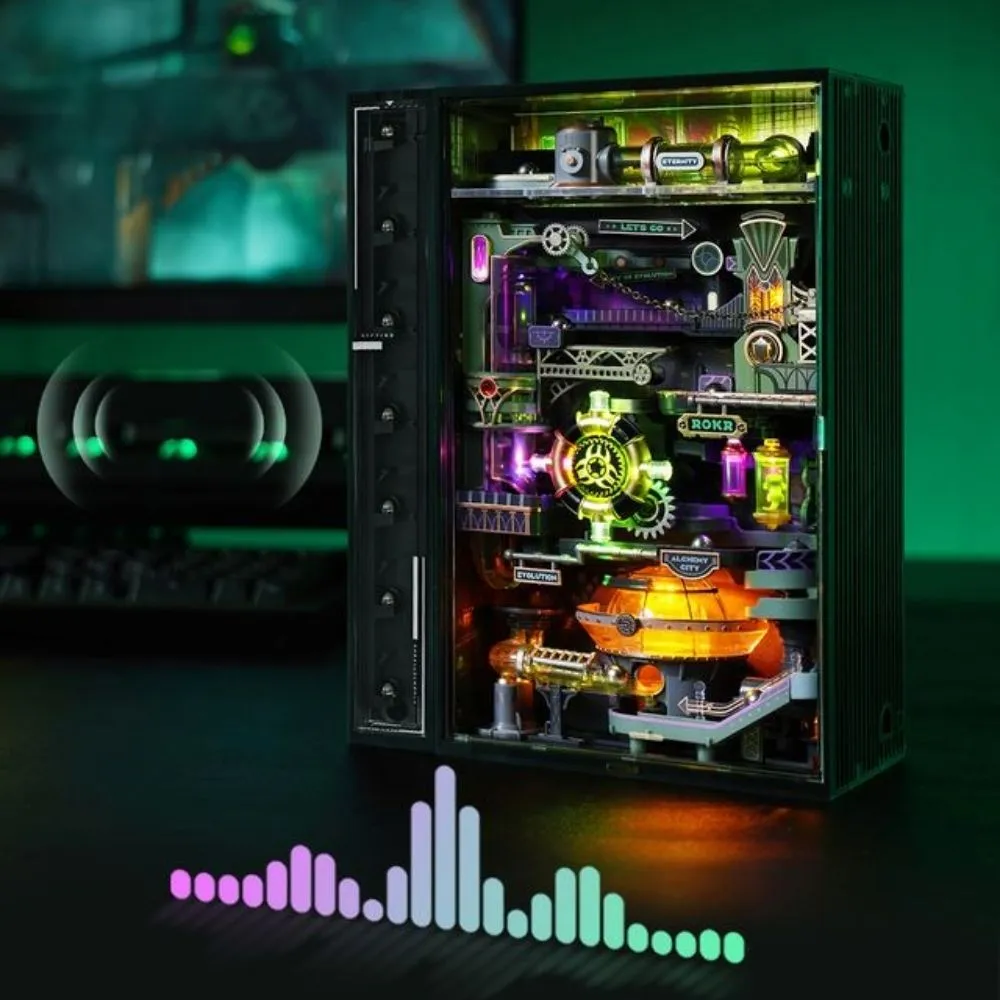 Figured'Art Alchemie-stad 3D puzzel 247 stukjes met LED knikkerbaan