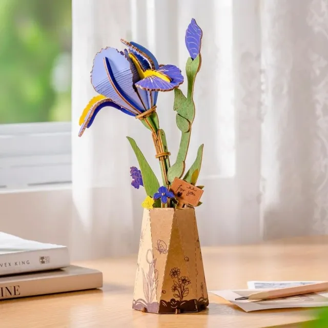 Figured'Art Paarse Iris 3D puzzel hout 73 stukjes