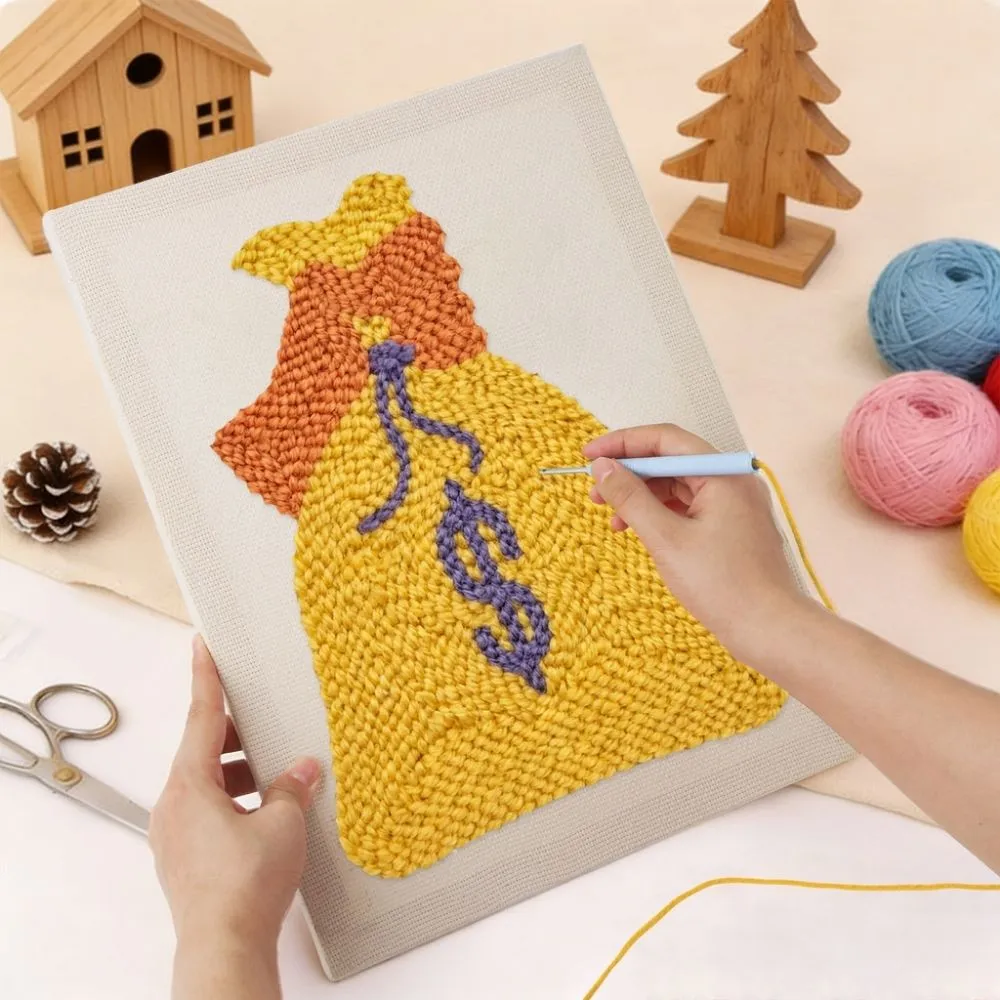Figured'Art Gouden Geluk punch needle pakket 20x30cm frame