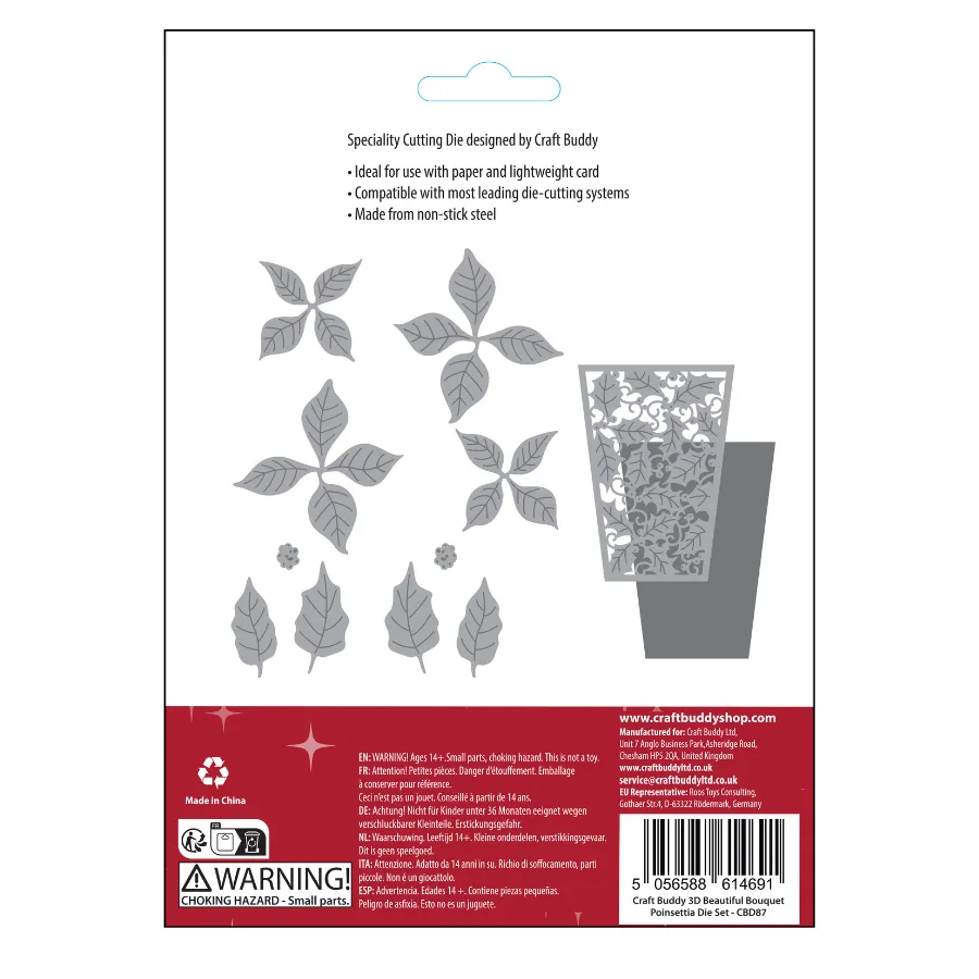 Craft Buddy Beautiful Bouquet Poinsettia snijmallen 12-delig