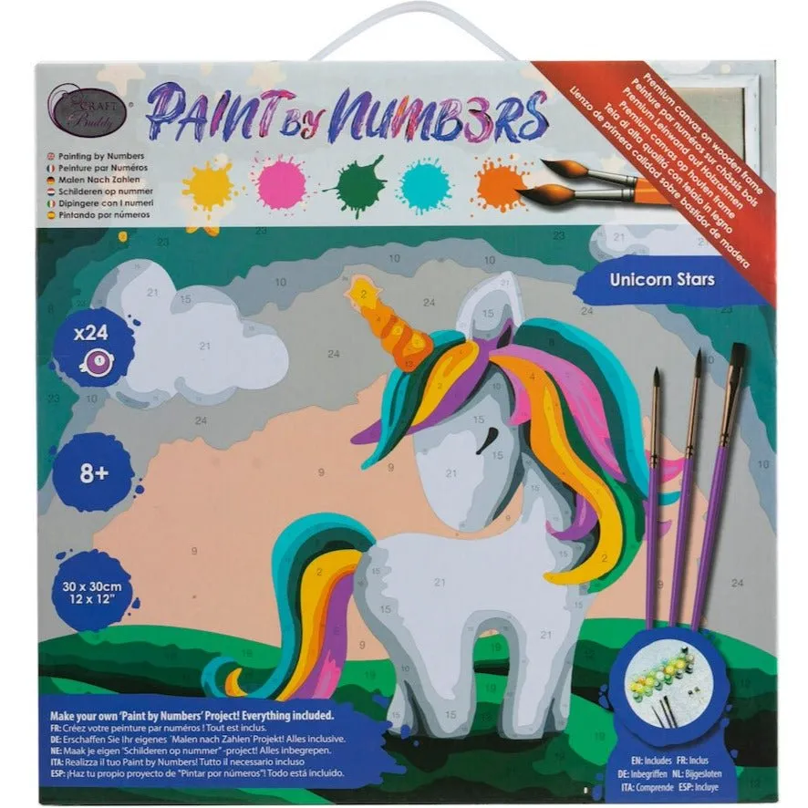 Craft Buddy Unicorn Stars schilderen op nummer canvas 30x30cm