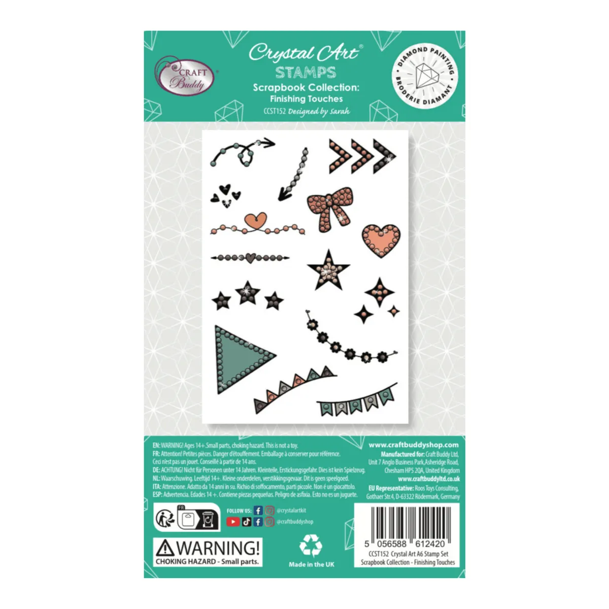 Craft Buddy Crystal Art Finishing Touches stempelset A6 polymeer