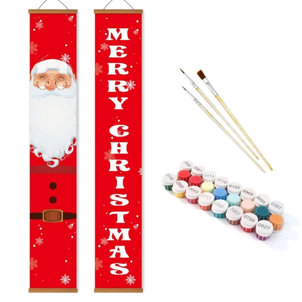 Figured'Art Blije Kerstman Deurbanner Schilderen op Nummer 20x120