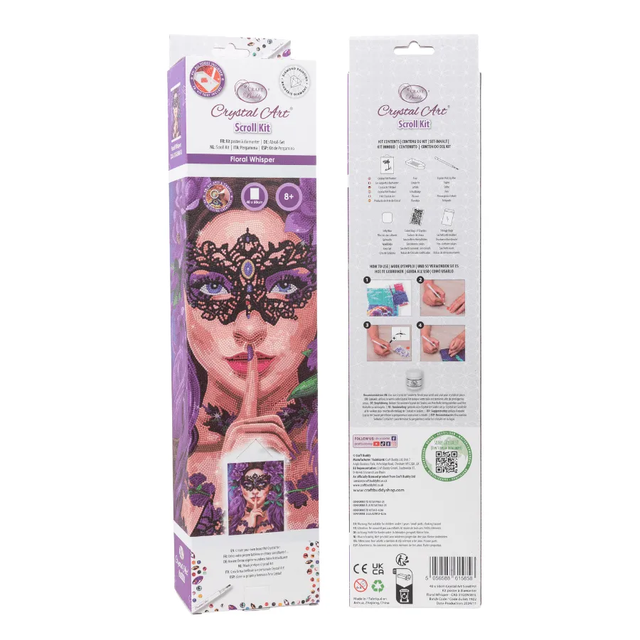Craft Buddy Crystal Art Floral Whisper scroll 40x50cm full crystal