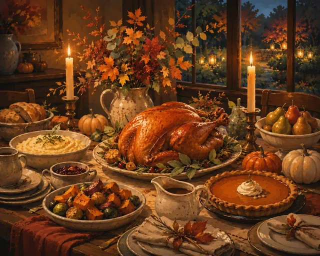 Figured'Art Thanksgiving Tafel diamond painting 40x50 cm vierkant