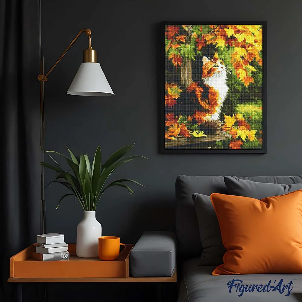 Figured'Art Lapjeskat in de herfst diamond painting 20x25cm vierkant