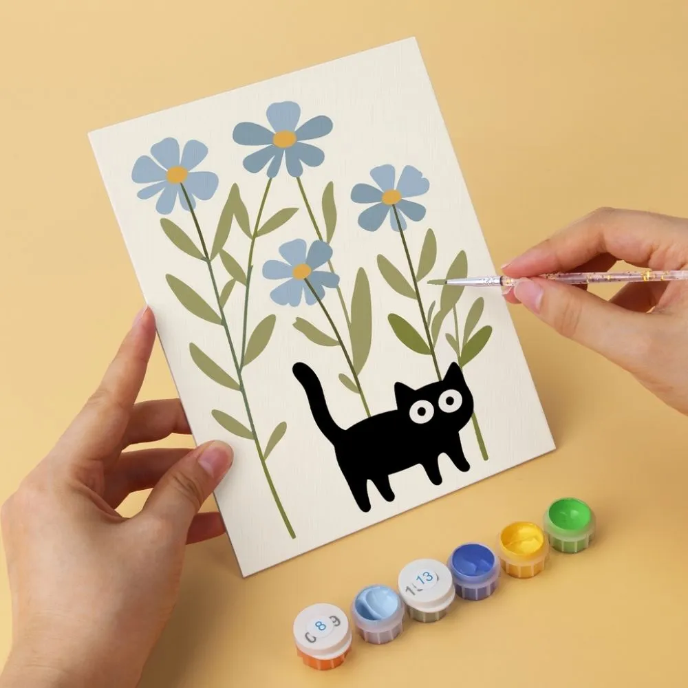 Figured'Art Mini Serie Nieuwsgierige zwarte katten schilderen op nummer 15x20cm 6 stuks