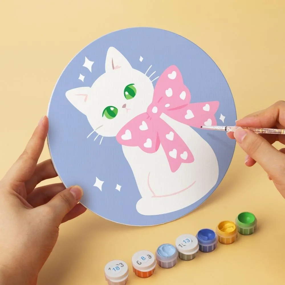 Figured'Art Mini Linten en katten schilderen op nummer Ø20cm 6 stuks