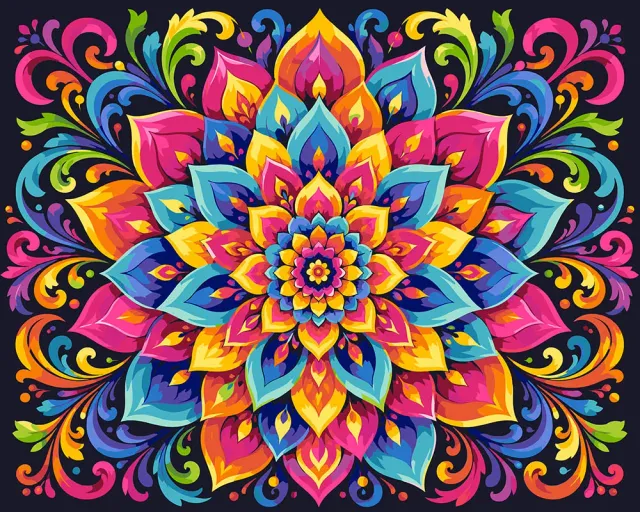 Figured'Art Regenboog Mandala schilderen op nummers gemiddeld