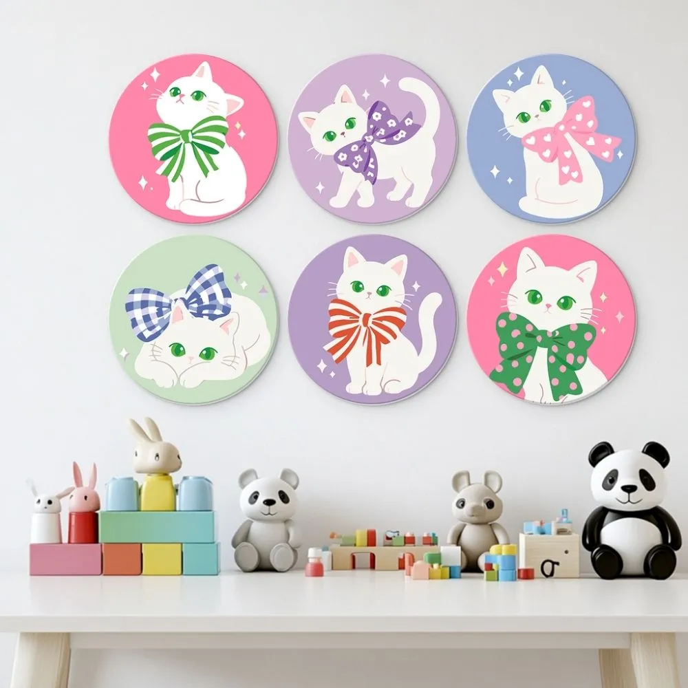 Figured'Art Mini Linten en katten schilderen op nummer Ø20cm 6 stuks